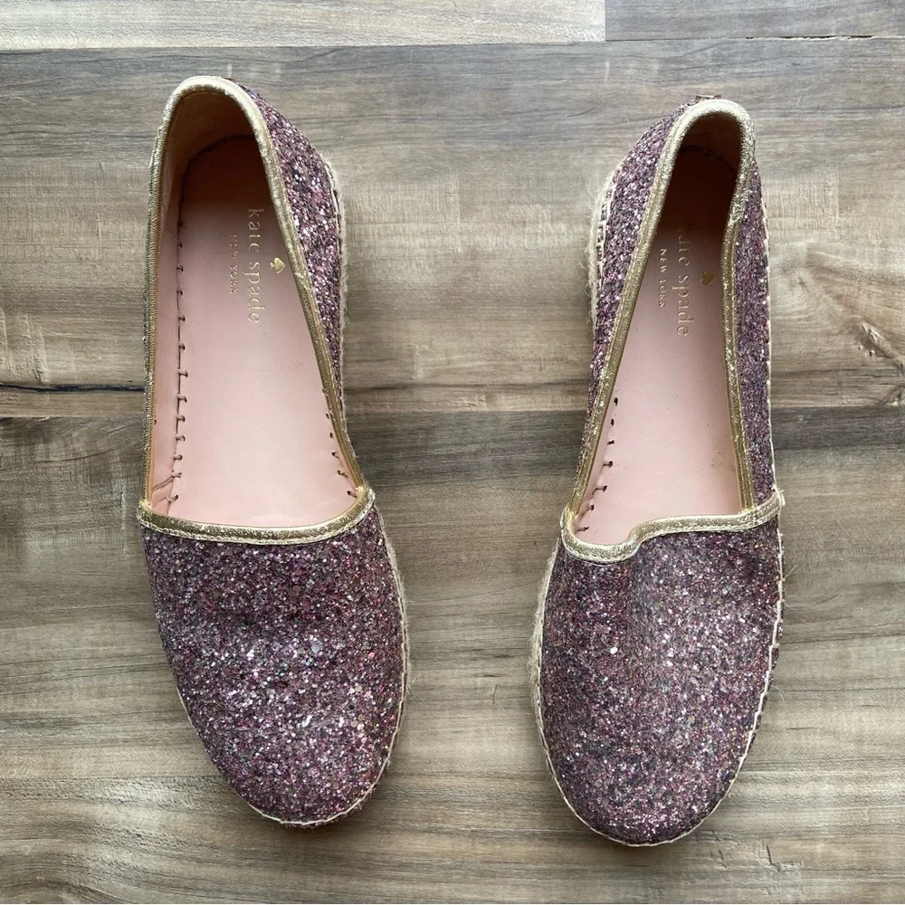 Kate Spade glitter pink espadrilles